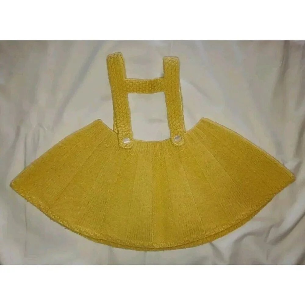 40s/50s Hand-Knitted Cardigan, Skirt Brace, & Bonnet Hat Set Antique Outfit